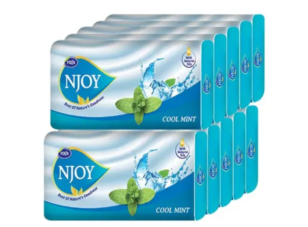 Raj's Njoy Bathing Soap Cool Mint (100gm × 10pc)