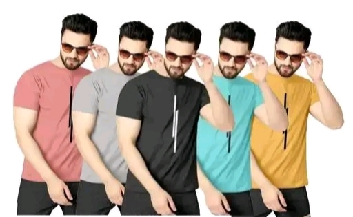 Men Polyester Regular Tshirts XL pack of 5